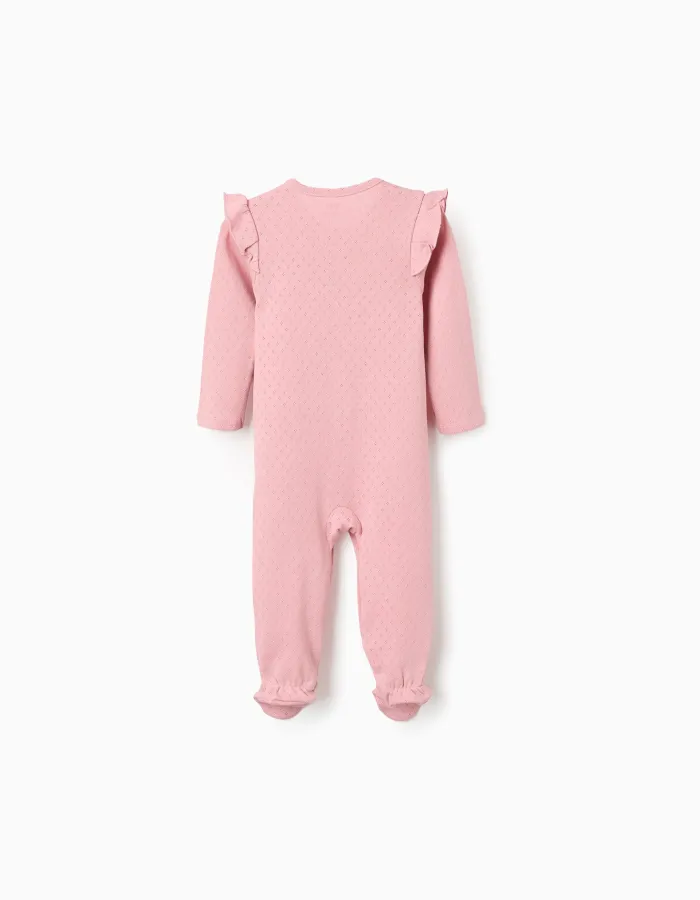 Pack of 2 cotton babygrows for newborn and baby girls, pink/white