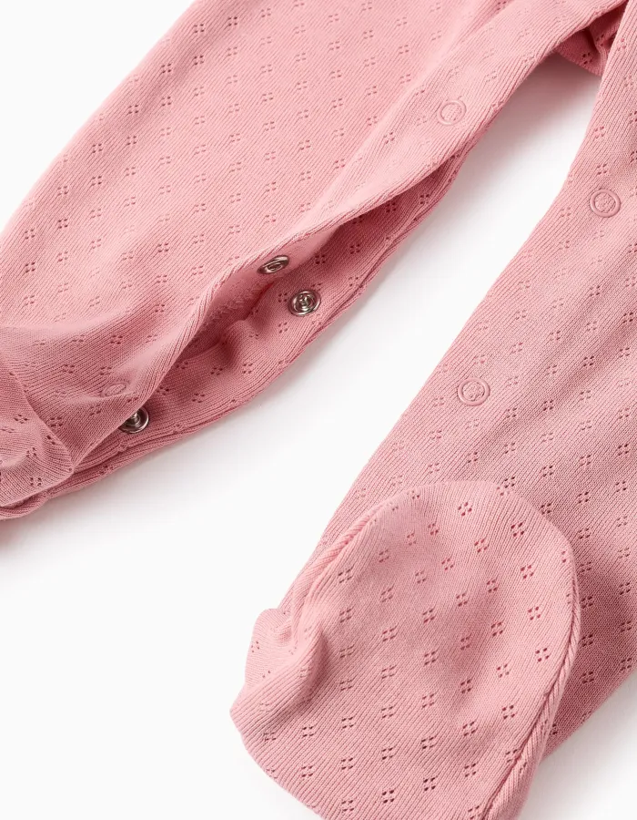 Pack of 2 cotton babygrows for newborn and baby girls, pink/white