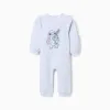 Footless babygrow with Stitch print for newborn and baby girls, white/blue