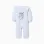 Footless babygrow with Stitch print for newborn and baby girls, white/blue