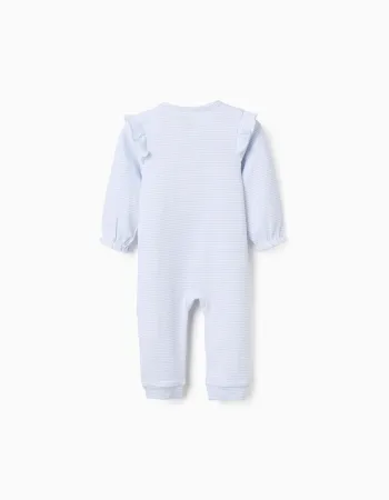 Footless babygrow with Stitch print for newborn and baby girls, white/blue