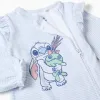 Footless babygrow with Stitch print for newborn and baby girls, white/blue
