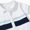 Cotton polo bodysuit with stripes for newborn boys, white/blue