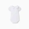 Cotton bodysuit with Peter Pan collar for newborn girls, white