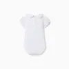 Cotton bodysuit with Peter Pan collar for newborn girls, white