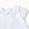 Cotton bodysuit with Peter Pan collar for newborn girls, white