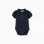 Short sleeve cotton polo bodysuit for newborn boys, dark blue