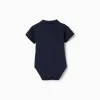 Short sleeve cotton polo bodysuit for newborn boys, dark blue
