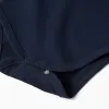 Short sleeve cotton polo bodysuit for newborn boys, dark blue