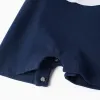 Cotton piqué romper with Mickey for newborn boys, white/dark blue