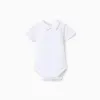 Cotton bodysuit with pattern for newborn boys, white/light blue
