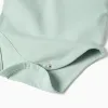 Cotton polo bodysuit with stripes for newborn boys, light green