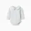 Long sleeve polo bodysuit with stripes for newborn boys, beige/blue