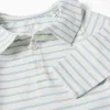 Long sleeve polo bodysuit with stripes for newborn boys, beige/blue