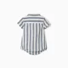 Striped cotton and linen body-shirt You&Me for newborn boys, white/blue