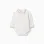Long sleeve cotton polo-bodysuit with stripes for newborn boys, white