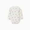 Long sleeve bodysuit with Mickey motif for newborn boys, white