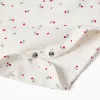 Long sleeve cotton bodysuit with floral pattern for newborn girls, white