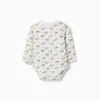 Long sleeve bodysuit with house and tree motif for newborns, white