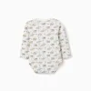 Long sleeve bodysuit with house and tree motif for newborns, white