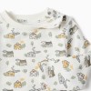 Long sleeve bodysuit with house and tree motif for newborns, white