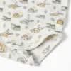 Long sleeve bodysuit with house and tree motif for newborns, white