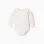 Long sleeve cotton bodysuit with ruffled collar for newborn girls, white