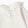 Long sleeve cotton bodysuit with ruffled collar for newborn girls, white