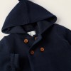 Hooded Cardigan with Pompom for Newborns, Dark Blue