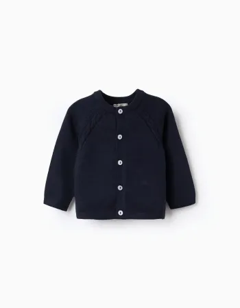 Cotton Cardigan for Newborns, Dark Blue