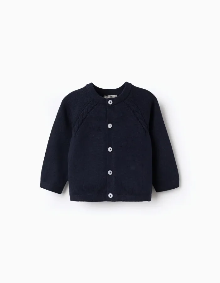 Cotton Cardigan for Newborns, Dark Blue