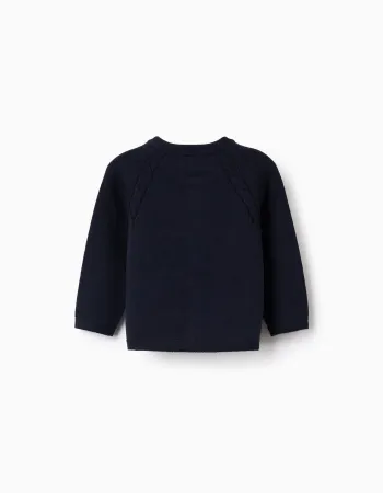Cotton Cardigan for Newborns, Dark Blue