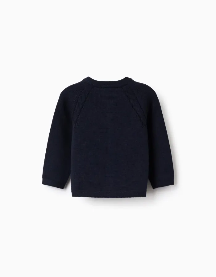 Cotton Cardigan for Newborns, Dark Blue