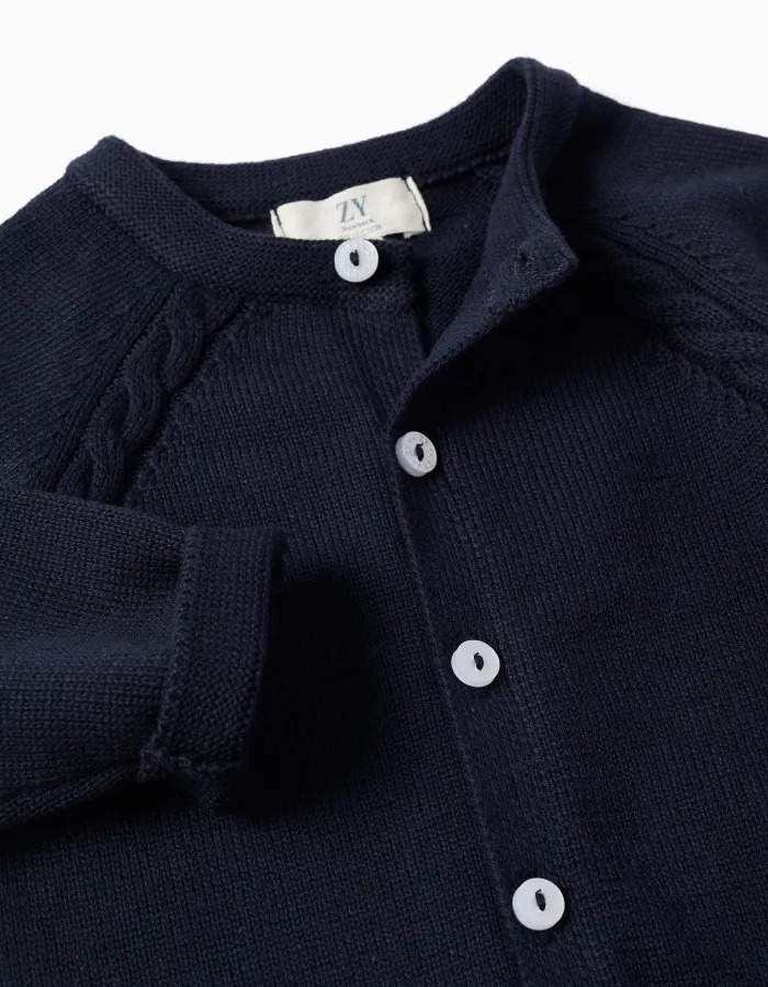 Cotton Cardigan for Newborns, Dark Blue
