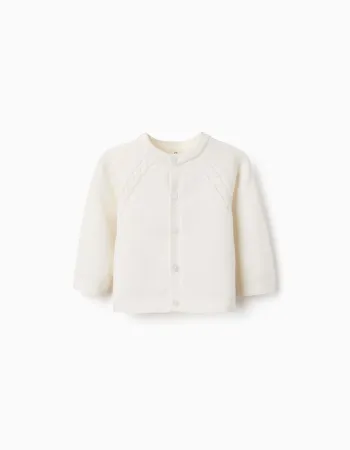 Cotton Cardigan for Newborns, White
