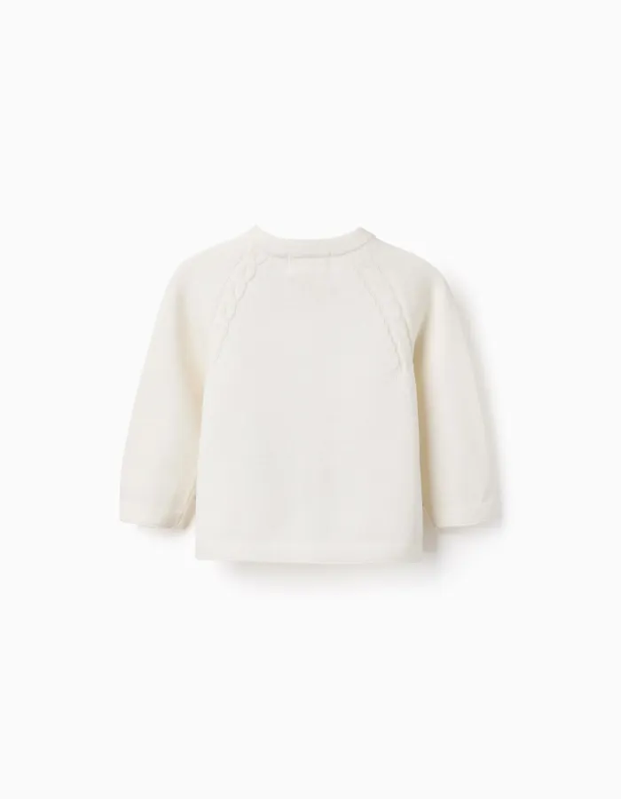 Cotton Cardigan for Newborns, White