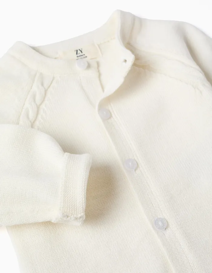 Cotton Cardigan for Newborns, White