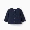 Quilted jacket with snap buttons for newborns, navy blue