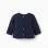 Quilted jacket with snap buttons for newborns, navy blue