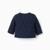 Quilted jacket with snap buttons for newborns, navy blue