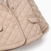 Hooded quilted jacket with polar fleece lining for newborns, beige