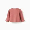 Knitted cardigan with ruffled cuffs for newborn girls, pink