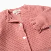 Knitted cardigan with ruffled cuffs for newborn girls, pink