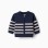 Striped knitted cardigan for newborn boys, navy blue/beige