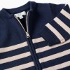 Striped knitted cardigan for newborn boys, navy blue/beige