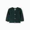 Knitted cardigan with cable details B&S for newborn boys, dark green