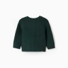 Knitted cardigan with cable details B&S for newborn boys, dark green