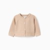 Knitted cardigan with scalloped ends B&S for newborn girls, beige