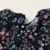 Corduroy Floral Dress for Newborn Girls, Dark Blue