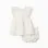 Cotton and linen dress + bloomers for newborn girls, white/pink